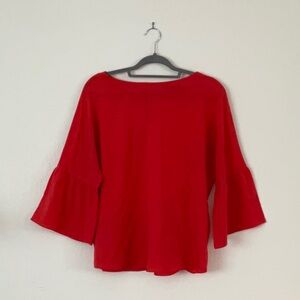 Banana Republic red bell sleeve, ribbon tie neck